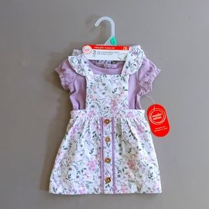 NWT Wonder Nation Baby Girl 3 Piece Top & Pinafore 6-9 months